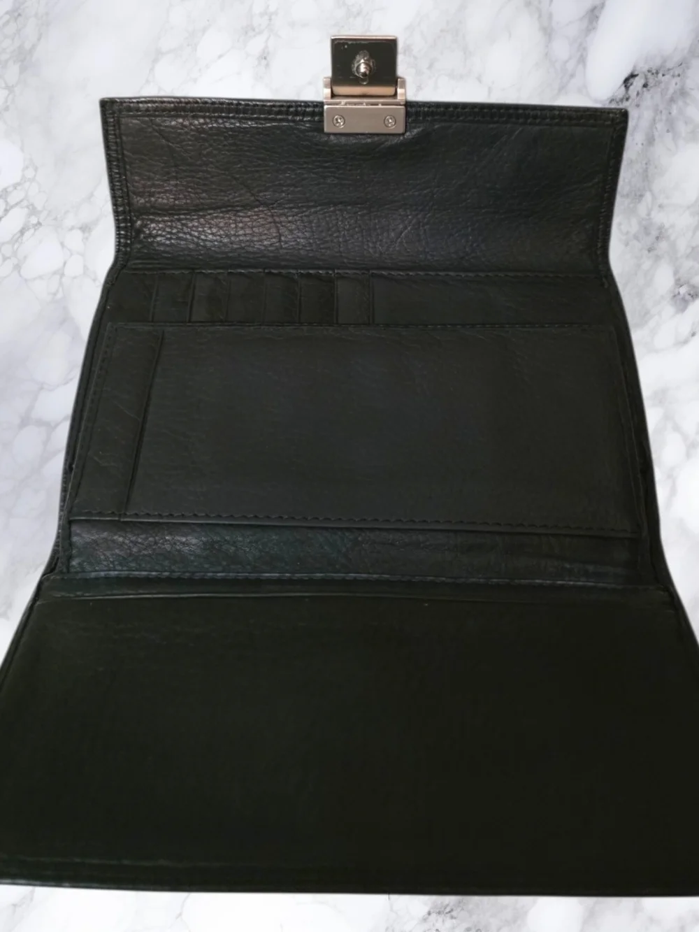 Vintage Tignanello Black Leather Wallet Snap Flap Soft Glove Leather Large Long